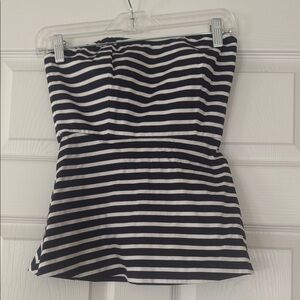 J. Crew Factory Navy and White Striped Top